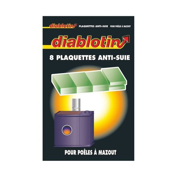 DIABLOTIN - Plaquette anti-suie foyers et tuyaux poêles à mazout boîte de 8