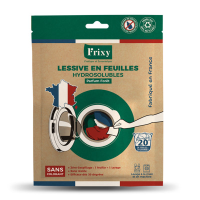 FRIXY - Lessive en Feuilles Hydrosolubles Étui x 20 Feuilles