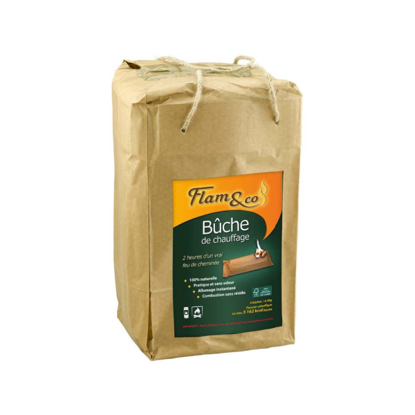 FLAM&CO - Bûches de Chauffage Cheminée x4