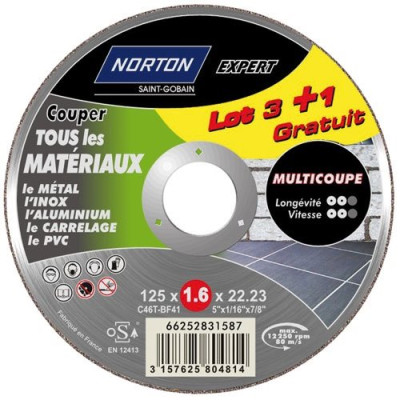 DISQUE MULTI COUPE 125X1.6 LOT 3+1 (Vendu par 5)
