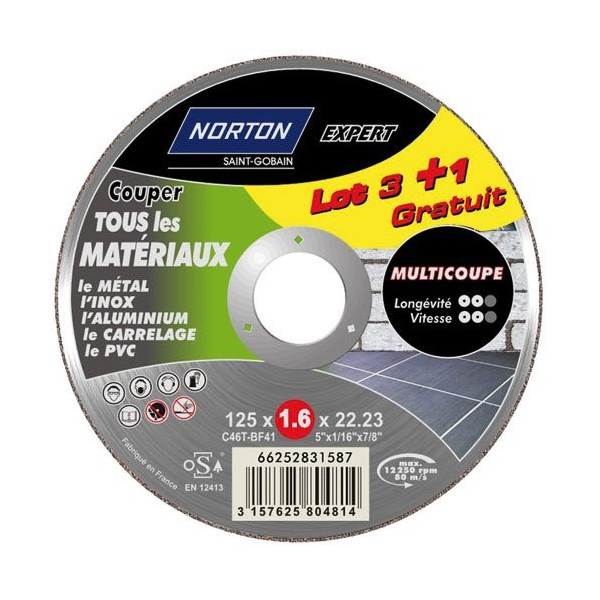 DISQUE MULTI COUPE 125X1.6 LOT 3+1 (Vendu par 5)