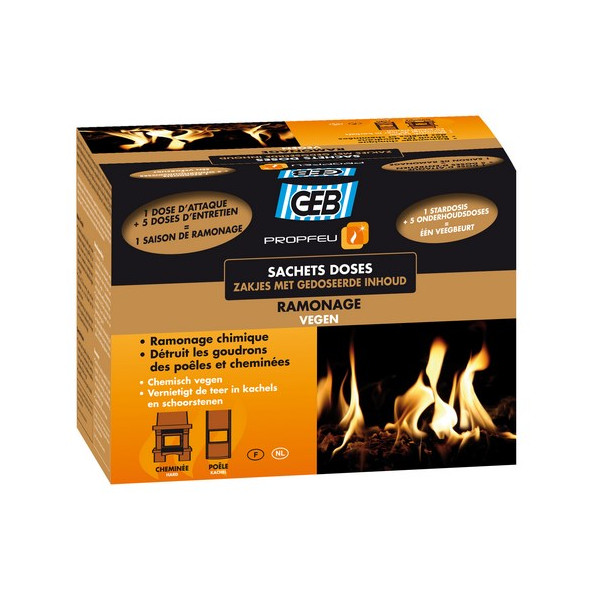 GEB FEU - Propfeu Poudre de Ramonage : 15 Sachets Dose de 50g