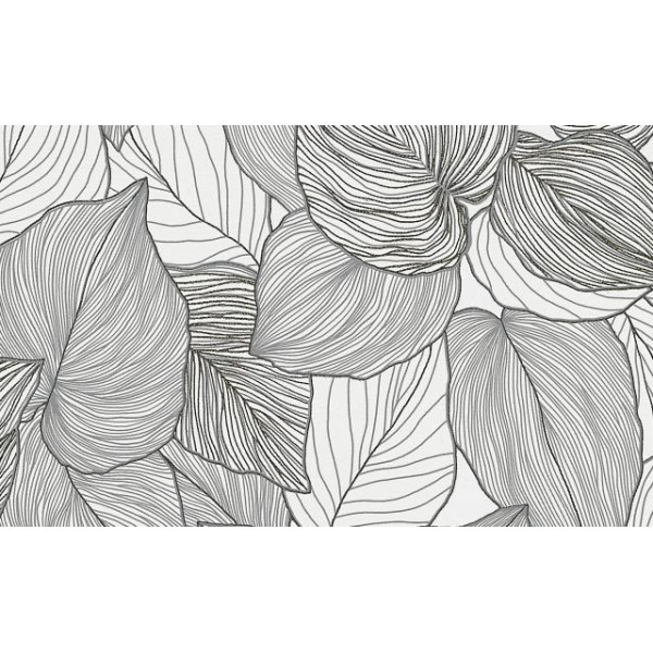 DECOR DESIGN - 10381-10 - Papier Peint Vinyle Expansé Sur Intissé Feuilles Noir Et Blanc