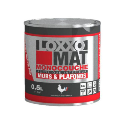 LOXXO - Peinture Acrylique Mate Monocouche Murs & Plafonds 0.5 L