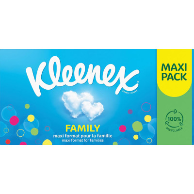 KLEENEX - Boîte Family 128 Mouchoirs Blancs