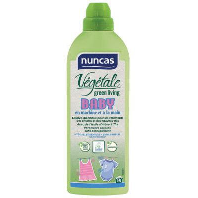 NUNCAS - Lessive Liquide Hypoallergénique Végétale Baby 750 ml