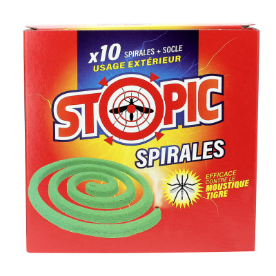 STOPIC - Spirales Anti-Moustiques Lot de 10 + Socle TP18
