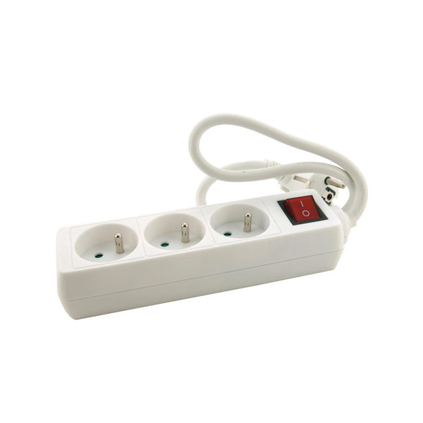 PROFILE - Multiprise Filaire Avec Interrupteur 3 Prises 0.50 m Blanche