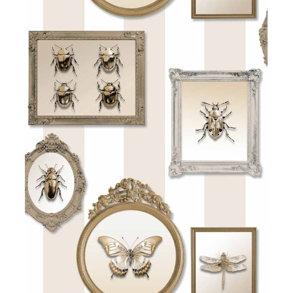 DECOR DESIGN - M895-07 - Vinyle Sur Intissé Entomologie Pop Beige 10 x 0.53 m
