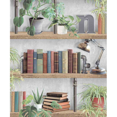 DECOR DESIGN - M896-09 - Vinyle Sur Intissé Étagère Industrielle Grise 10 x 0.53 m