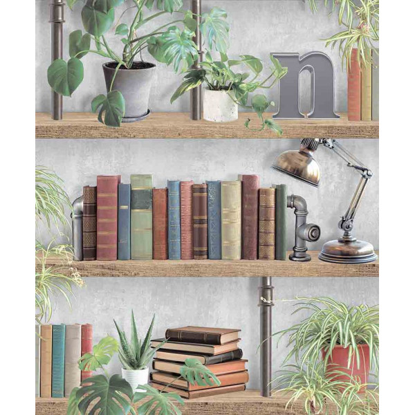 DECOR DESIGN - M896-09 - Vinyle Sur Intissé Étagère Industrielle Grise 10 x 0.53 m