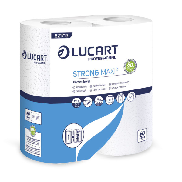 LUCART - Essuie-Tout Strong Maxi2 Blanc 2 Rouleaux