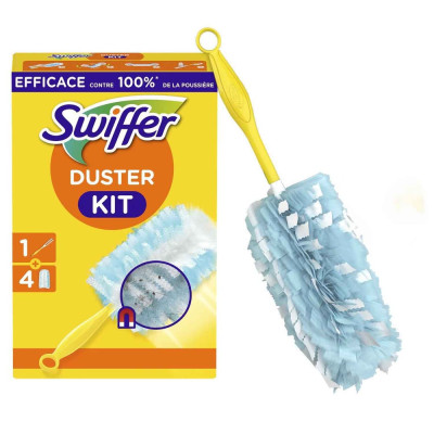 SWIFFER - Kit Plumeau 1 Manche + 4 Recharges Anti-Poussière