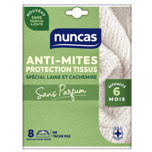 NUNCAS - Anti-Mites Tiroirs Protection Tissus 8 Feuillets