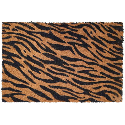 BTB - Tapis Coco Imprimé Zèbre Écru et Noir 40 x 60 cm