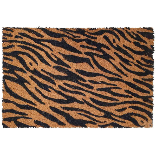 BTB - Tapis Coco Imprimé Zèbre Écru et Noir 40 x 60 cm