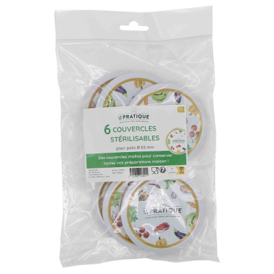 LE PRATIQUE - 6 Couvercles Stérilisables Pour Bocaux Ø82 mm