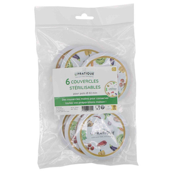 LE PRATIQUE - 6 Couvercles Stérilisables Pour Bocaux Ø82 mm