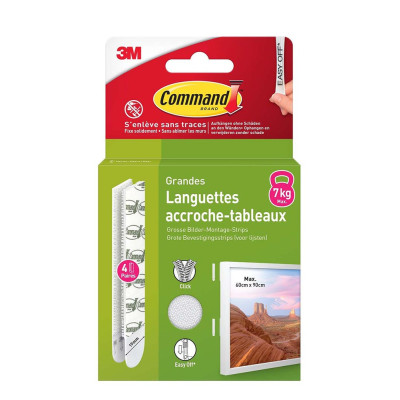 3M - Languettes Adhésives Accroches Tableaux Command Lot de 4 Paires