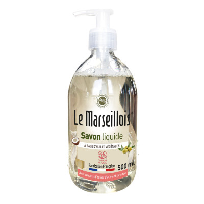 LE MARSEILLOIS - Savon de Marseille Liquide Pur et Végétal Aux Extraits d'Olives et de Coco 500 ml