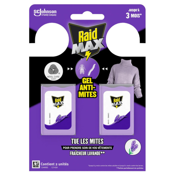 RAID - Gel Anti-Mites Textiles Senteur Lavande  2 x 3 g
