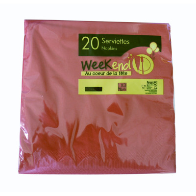 PUBLI EMBAL - 20 Serviettes 3 Plis Rouges 40 x 40 cm