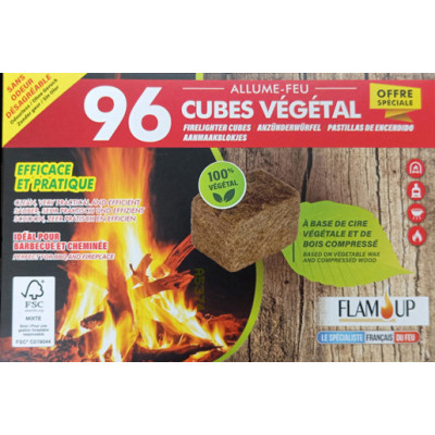 FLAM UP - Allume Feu 100% Végétal 96 Cubes