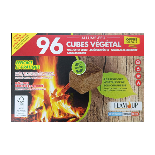 FLAM UP - Allume Feu 100% Végétal 96 Cubes