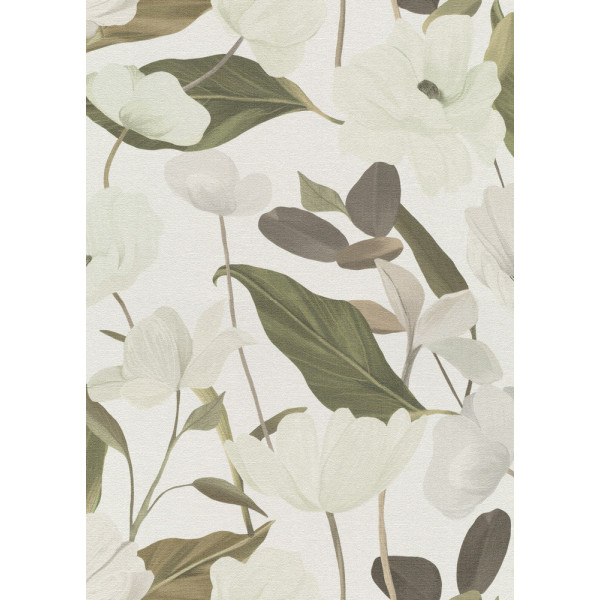 DECORAMA - 10508-26 - Papier Peint Vinyle Grainé Sur Intissé Flairy Blossom Vert et Blanc