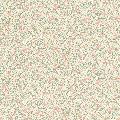 DECORAMA - 795011 - Papier Peint Vinyle Motif Charming Flowers Vert et Rose