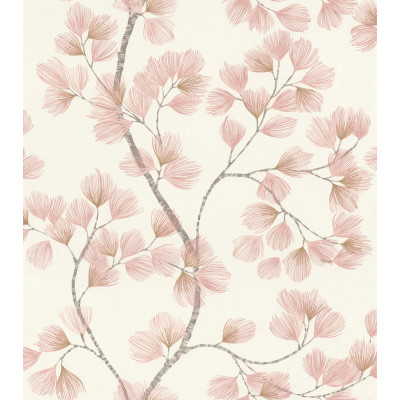DECORAMA - 866940 - Papier Peint Vinyle Motif Albizia Rose Pâle Doré