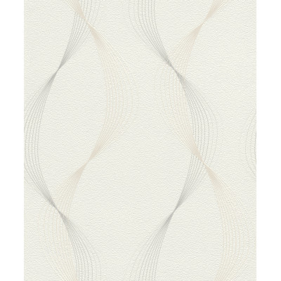 DECORAMA - 475678 - Papier Peint Vinyle Motif Courbes Blanc Argent