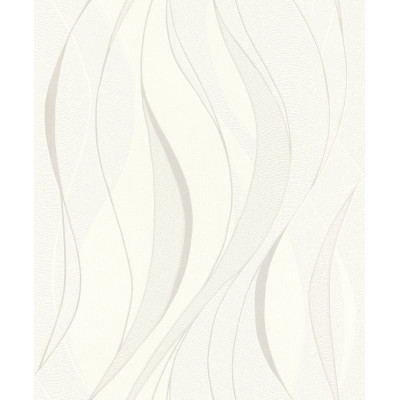 DECORAMA - 429831 - Papier Peint Vinyle Motif Vagues Blanc Gris Argenté