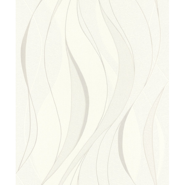 DECORAMA - 429831 - Papier Peint Vinyle Motif Vagues Blanc Gris Argenté