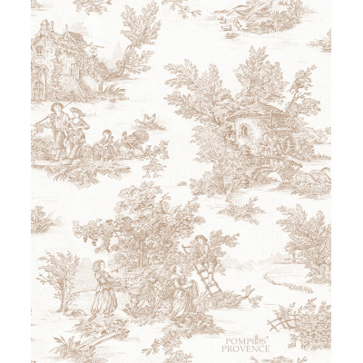 DECORAMA - 35625 - Papier Peint Intissé Effet Toile De Jouy Sépia Sur Écru