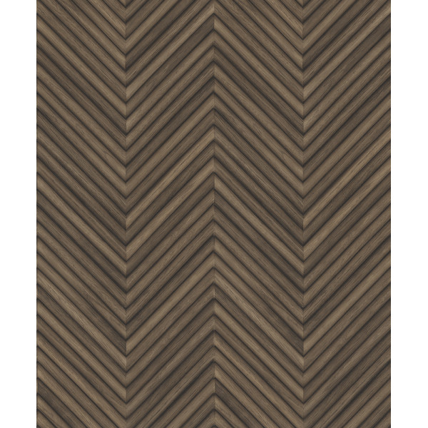 DECORAMA - 33378 - Papier Peint Intissé Effet Chevron Bois Foncé