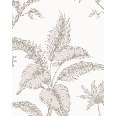 DECORAMA - 31845 - Papier Peint Intissé Effet Feuillage Exotique Beige Sur Blanc Cassé