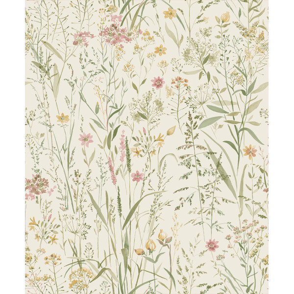 DECORAMA - A74501 - Papier Peint Vinyle Intissé Free Flower Jaune Vert