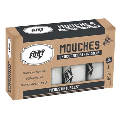 FURY - Mouches ruban adhésif écologique à la glu boîte de 4