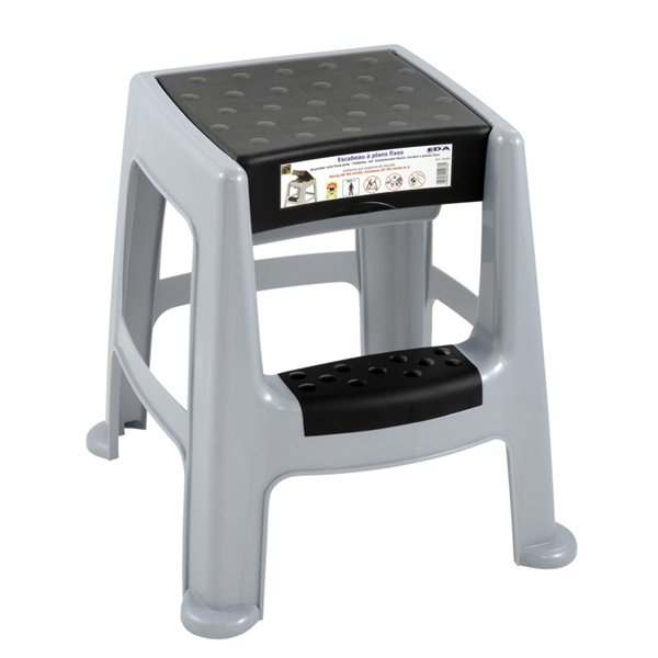 EDA - Tabouret marchepied gris perle marche noir