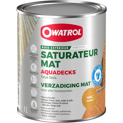 OWATROL - Durieu aquadecks saturateur bois à l'eau int./ext. miel 1l