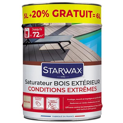 STARWAX - Saturateur Haute Protection Pour Terrasses Bois 5L+20%