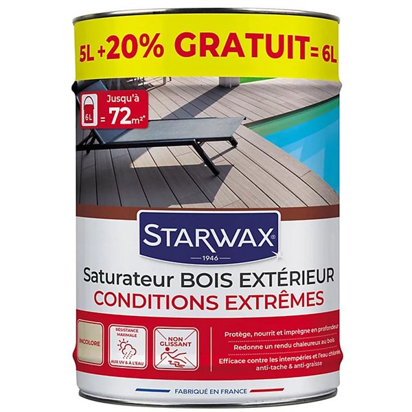 STARWAX - Saturateur Haute Protection Pour Terrasses Bois 5L+20%