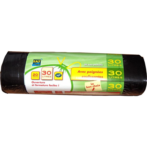 KALY PRIME - Sac poubelle avec poignées coulissantes x20 - 30 L
