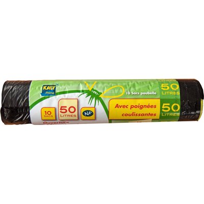 KALY PRIME - Sac poubelle avec poignées coulissantes x10 - 50 L