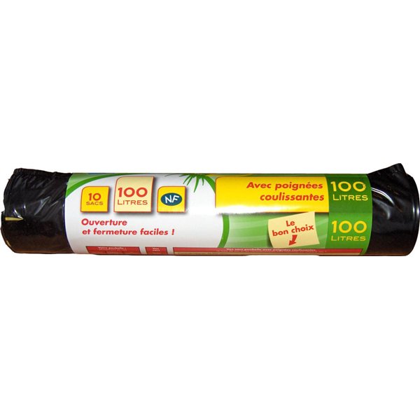 KALY PRIME - Sac poubelle avec poignées coulissantes x10 - 100 L