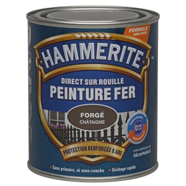HAMMERITE - Peinture Fer - Direct sur Rouille Fer Forgé 0.75L