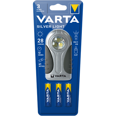VARTA - Boîtier plat led silver light 3x LR03 incluse blister