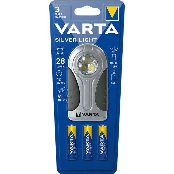 VARTA - Boîtier plat led silver light 3x LR03 incluse blister