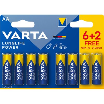 VARTA - Pile LR06 high energy 6 +2 piles gratuites sur carte